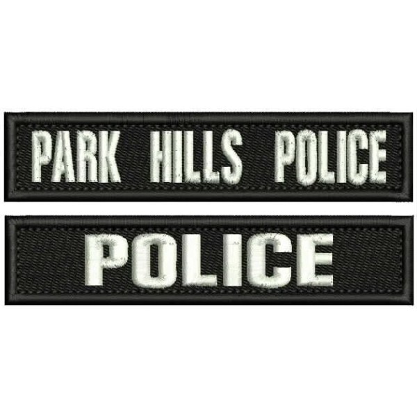police EMBROIDERY PATCH 1X5 HOOK ON BACK BLK/WHITE