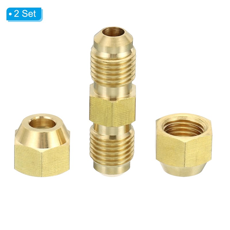 PATIKIL 2 Sets 6.35mm Outside Diameter Brass Rare Union Connector