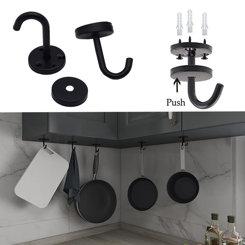 Ymaiss 6Packs Stainless Steel Mount Ceiling Hooks, Under-Shelf Coat Hook,Heavy