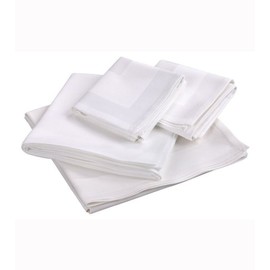 Fleuresse 9820 Coloured 1000 Damask Tablecloth with Satin Band Design 130 x 190 cm White