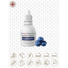 Sugarflair 100% Natural Flavour Estratto di Blue Berry, Mirtillo - Aromi Naturale per Torte, Cupcake, Glasse, Pasticcini e Dessert, Aroma Alimentare - Aroma Natural, Kosher - 30 ml
