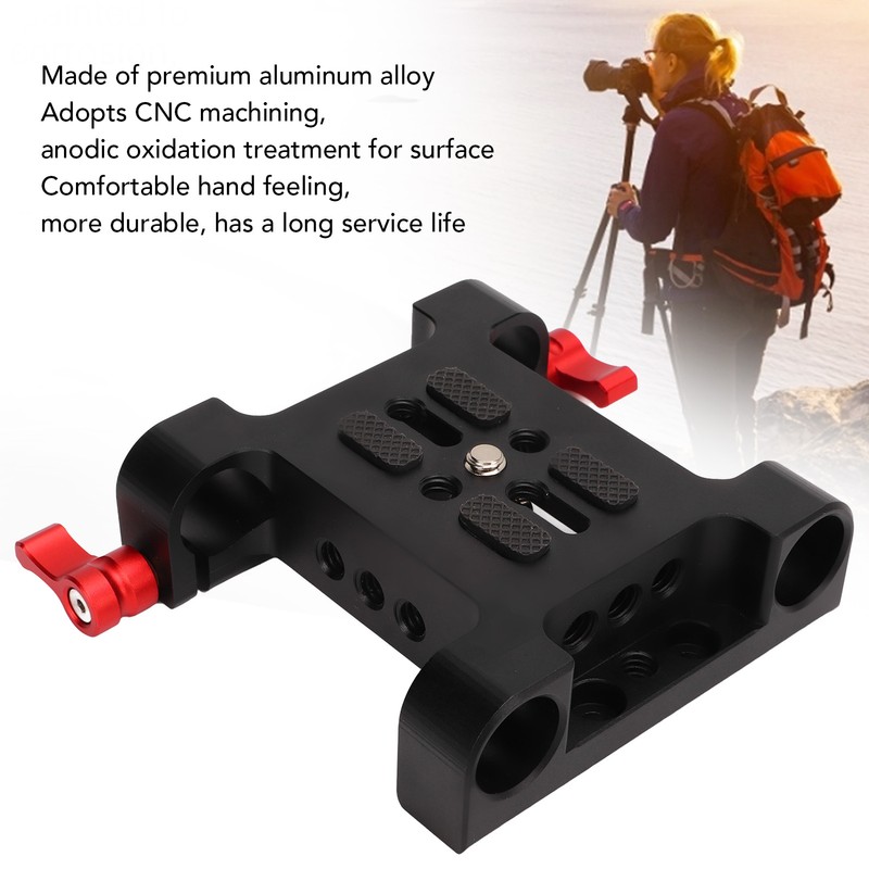 1/4in Camera Mounting Base Plate Aluminum Alloy 15mm Diameter DSLR