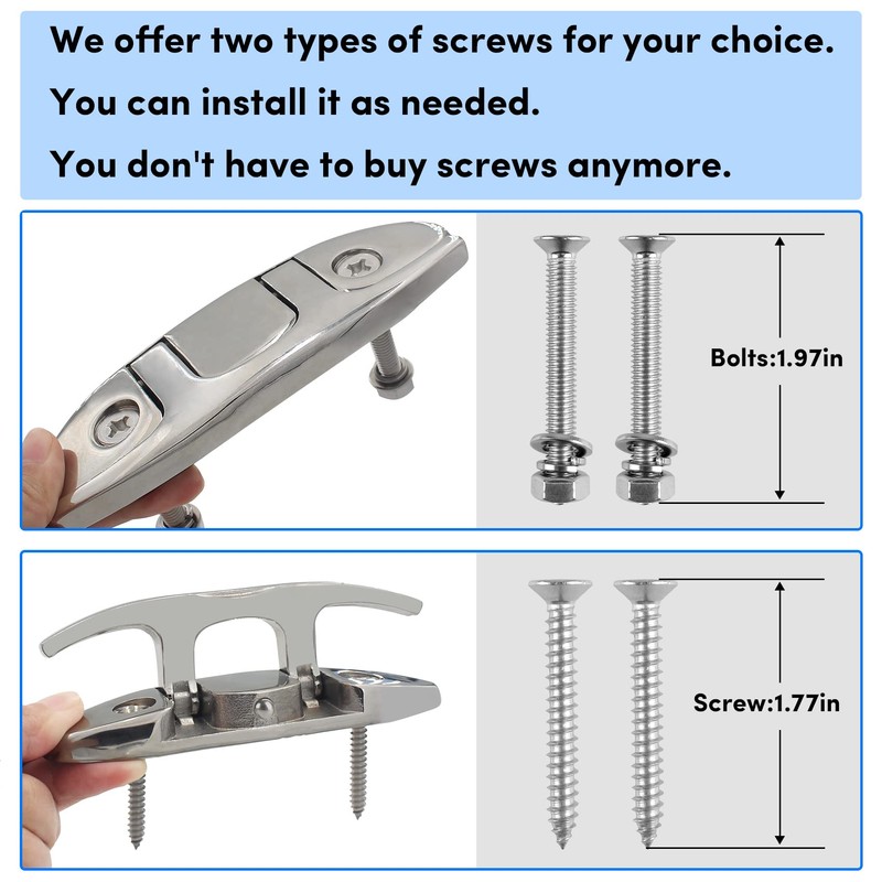 VEITHI 4-3/4" Folding Cleat, 316 Stainless Steel Flip up Dock