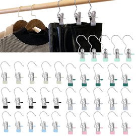 35 Pcs Laundry Hanging Hook Stainless Steel Hanging Clips Boot Hanger Hold Clips Travel Home Portable Hanging Clothes Pins for Pants, Shoes, Towel, Socks