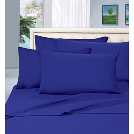 Elegant Comfort Juego de sábanas de lujo de algodón egipcio de 1500 hilos, 6 piezas, antiarrugas, tamaño queen, Azul Royal, King, 1                   