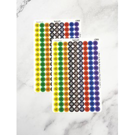 kcpearls creates Mini Icon Dots Recycle Reminder Stickers For Planners Calendars Journals Recycling Home Care .15" Inch 252 Stickers Total 126 On Each Sheet (Bold Mix)