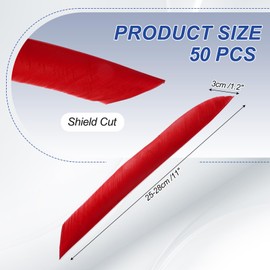 PATIKIL Arrows Vanes, 50 Pack 11 Inch Turkey Feather Arrow Fletching Archery Arrow Feather Left Wing Shield Fletch for DIY Target Shooting, Red