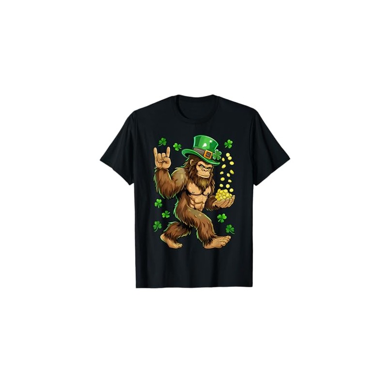 St Patricks Day Bigfoot Sasquatch Shamrock Men Women Kid T-Shirt
