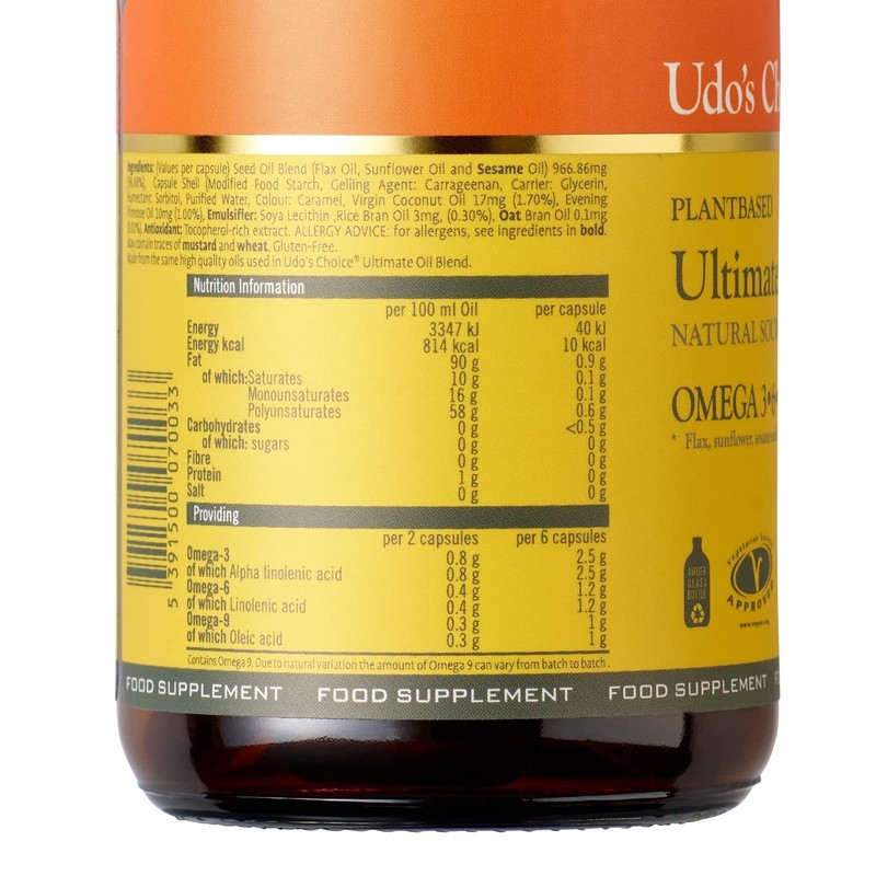 Udo's Choice Ultimate Oil Blend Capsules - Natural Source of