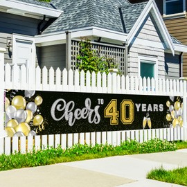 RoadSea Cheers to 40 Years Large Banner - 40th Birthday Sign Yard Backdrop Banner - 40th Wedding Anniversary Backdrop - Cheers & Beers Yard Banner - Anniversary Retirement Outdoor & Indoor Party Decor