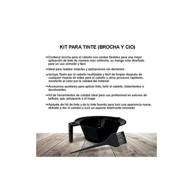 Kit para tinte de cabello, incluye brocha, tazón medidor, realiza