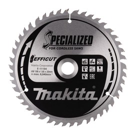 Makita E-11184 EFFICUT Circular Saw Blade Diameter 190 x 1.85 x 20 mm, 45 Teeth, 10° Tooth Angle, for Clean and Fast Cutting in Wood, for Cordless Cap and Mitre Saws