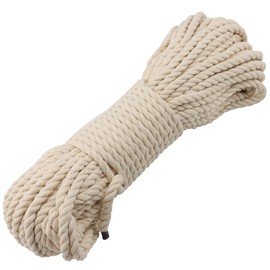 CHEUKYIU Cotton Cord, 8 mm - 30 m Thick Cord, Beige Soft Cotton Rope, Macrame Rope, Braided Rope, Cotton Rope for DIY Gifts, Decoration, Gardening, Packaging