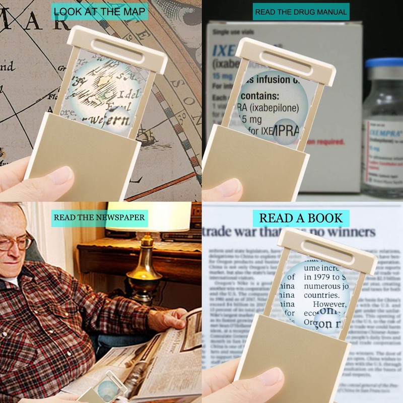 BIGMONAT Ultralight LED Magnifier, 3X 5X Pocket Lighting Magnifier, High