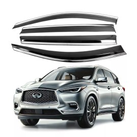 ZH Fits INFINITI QX60 2013-2020 PC + Steel Window Visor Sun Rain Deflector Guard