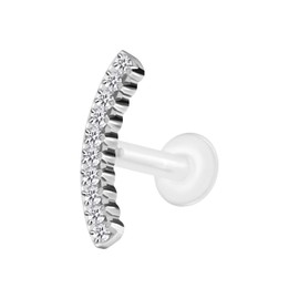 PIERCINGLINE PTFE Labret with Internal Thread + Titanium Attachment Crystal Arch Piercing Lip Nose Ear Helix Tragus Medusa Choice of Colours and Sizes, Titanium PTFE Titanium