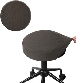 BUYUE Bar Stool Covers, Luxury Fabric, Diameter 35-40 cm, Round Wrinkle-Resistant, Stretchy, Washable, Dustproof, Stool Seat Cover, M-Brown, Pack of 1
