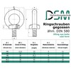 Eye Bolt Similar to DIN 580, Cast and Polished Stainless