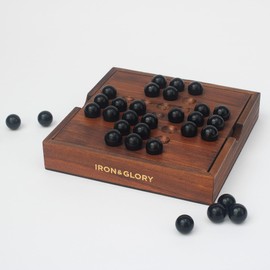 Iron & Glory | Solitaire Game | Wooden Puzzle Board | Travel Games For Adults | Solitaire Marble Game | Adult Board Game | Portable Board Games For Adults | Marble Solitaire Game | Retro Games