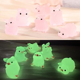 Honiweer Glow in Dark Luminous Miniature Fairy Garden Accessories, Animals, Figurines, Micro Landscape Ornaments DIY Kit, Environmental Resin Decoration Outdoor Patio Lawn Yard (K007 12PC)