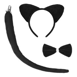 TAXTYHRE Pack of 3 Cat Costume, Cat Costume Children, Cat Ears, Headband, Cat Tail Bow Tie, Cat Cosplay Accessories for Girls, for Carnival, Cosplay, Birthday Party