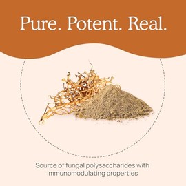 Real Mushrooms Real Mushrooms Cordyceps Capsules - Organic Militaris Extract with Measured Beta-Glucans Fungal Polysaccharides Immunomodulating Properties Vegan Supplement, Non-GMO, 300 Caps