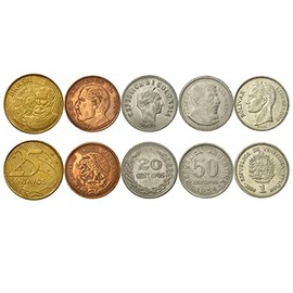 5 Coin Collection | Presidents | Manuel Deodoro Da Fonseca | Benito Juarez | Francisco De Paula Santander | Jose De San Martin | Simon Bolivar | 1952-2021