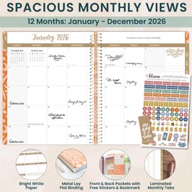 bloom daily planners 2026 Planner (January to December) - 8.5” x 11” Weekly & Monthly Dated Agenda Organizer Book with Stickers & Tabs - Flexible Soft Cover - Moments of Grace