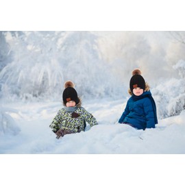 MAILEKT 3-in-1 Children's Winter Hat Scarf Gloves Set, black