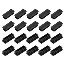 METALLIXITY Rectangle End Caps (40 x 15mm) 50Pcs, Plastic Rectangle Tube Inserts Threaded End Blanking Caps Protector - for Furniture Table Chair Legs, Black