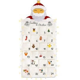 cshare Advent Calendar 2024, Hanging Advent Calendar with Pockets Countdown to Christmas with String Lights Timer, Empty Advent Calendars to Fill Fabric Holiday Christmas Decorations