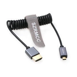 SZRMCC HDMI Cable 8K 2.1 Micro HDMI to HDMI Coiled Cable High Speed Micro HDMI Male Extender Cable for GoPro Hero 7 Sony A6000 A7III Nikon B500 Yoga 3