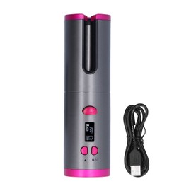 Cordless Hair Curler Automatic USB Rechargeable Portable Digital Display 10‑Gear Curling Iron for Home