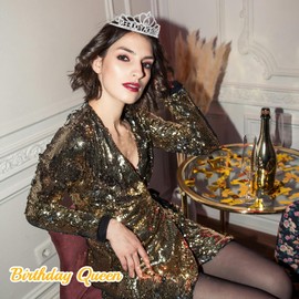 CIEHER Silver Birthday Queen Tiarras Birthday Decorations Birthday Gifts for Women Girls