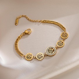 EUMENIDES Silver Bracelet Ladies with Shining 6A Zirkonia Crystal Tennis Bracelet,Adjustable Bracelet (Tree of Life（Titanium steel）-Rotundity)