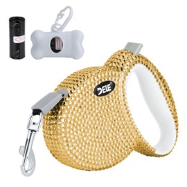 eing Retractable Dog Leash, Pet Walking Leash with Anti-Slip Handle, Strong Nylon Tape, 360°Tangle-Free, Suitable for Small Medium Dog Cat, Gift Waste Bags Dispenser Included,10 ft, Gold