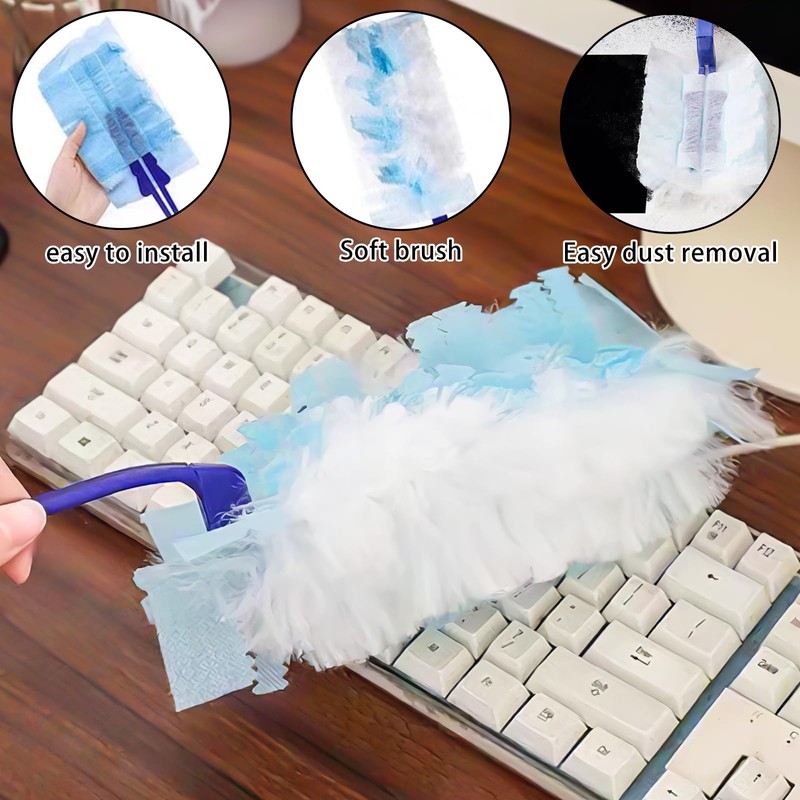 ZALHIN Duster, 2 Extender Handle with 30 Pieces Fluffy Dusters