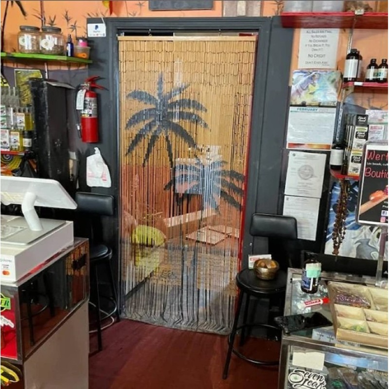 Sunset Palm Tree Beaded Curtains for Doorways, Door Beads Curtains,