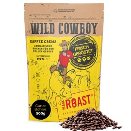 BLANK ROAST Wild Cowboy Crema - Whole Coffee Beans - 100% Arabica Coffee - Gently Roasted with Hickory Wood - Low Acid (500 g)