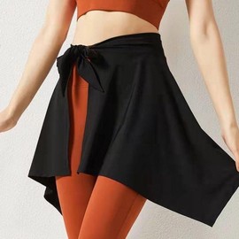 Health 4-Color Yoga Leggings with Hip Cover Wrap Skirt Leggings Skirt Black