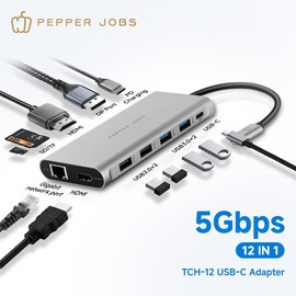 USB C Laptop Docking Station Dual Monitor, 12 in 1 USB C Multiport Network Hub Triple Display, Laptop Adapter with USB 3.0 Gigabit Ethernet HDMI 2 SD/TF Reader Display Port and USB C Charging Port