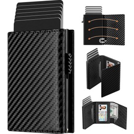 EDECOR Tarjetero de cuero,Cartera para Hombre RFID Bloqueo Antirrobo Tarjetero para Caballero Plegable,con Bolsillo de Moneda Cierre del Imán Billetera,para Efectivo y Monedas, Regalos para hombre