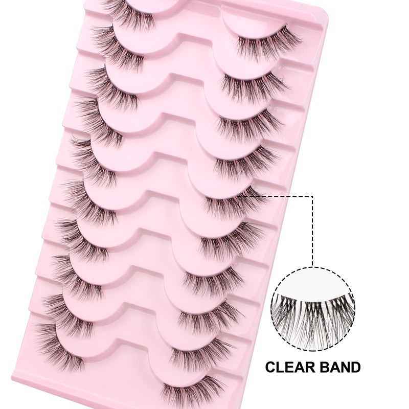 Parriparri Half Eyelashes Natural False Eyelashes 10 Pairs Cat Eye