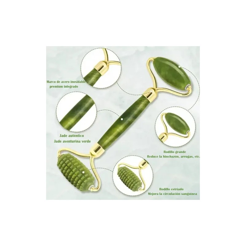 Rodillo De Masaje Facial De Jade Gua Sha Rejuvenece Kit