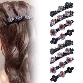 Pinzas para el Cabello Trenzadas, Sparkling Crystal Stone Hair Clips For Styling Sectioning with 3 Small Hair Barrettes, Shiny Rhinestone Hair Clip, Easily Braided Hair Clips Hair Bands (8pcs)