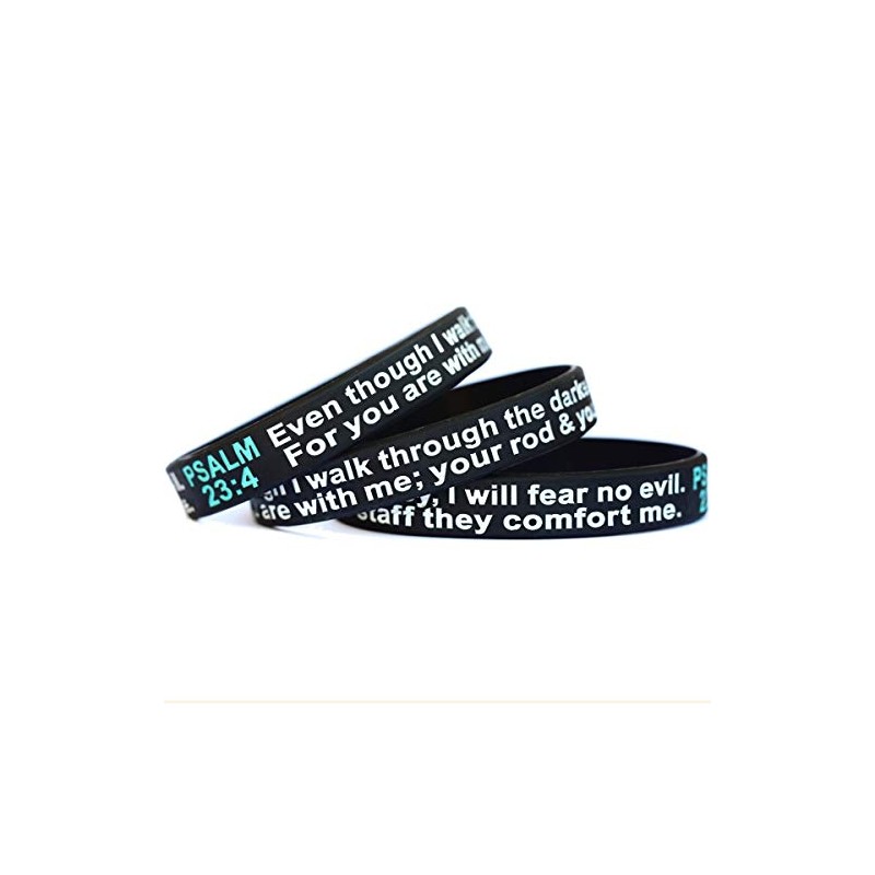 SayitBands Three (3) Psalm 23:4 Scripture Wristband Bracelets