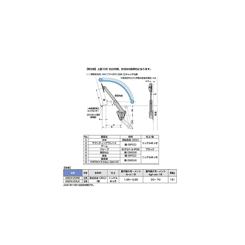sugatune工業 Lamp Stamp sohutodaunsute- NSDX – 20lk 左用 NSDX – 20lk