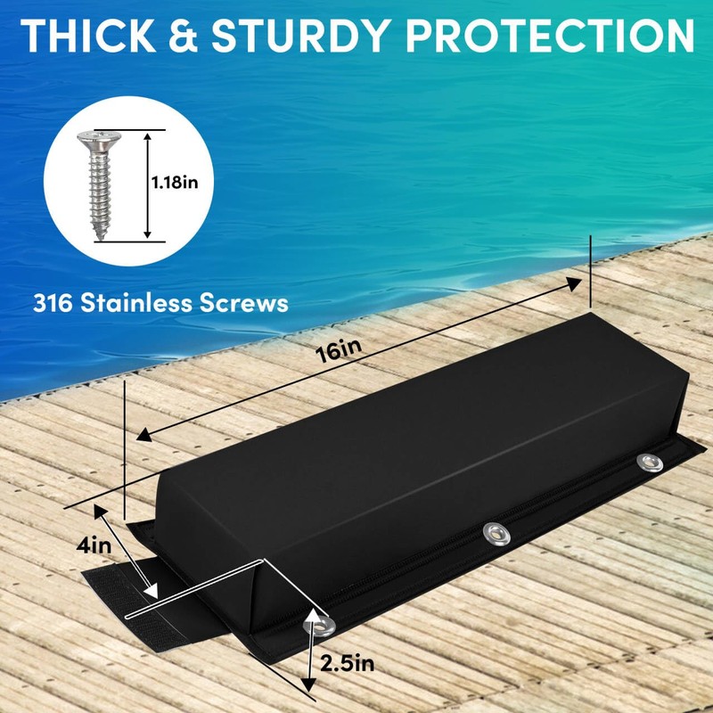 ORLANG 16" Dock Bumpers,PVC Dock Fenders with Stainless Steel Screws,Boat