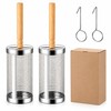 4-Pack Stainless Steel Rolling Grill Baskets for BBQ – Wooden