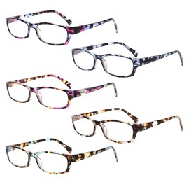 Henotin-Paquete de 5 anteojos de lectura que bloquean la luz azul, antifatiga ocular, anteojos de lectura para computadora para lectores de mujeres y hombres (Mix ColorC1,2.00)